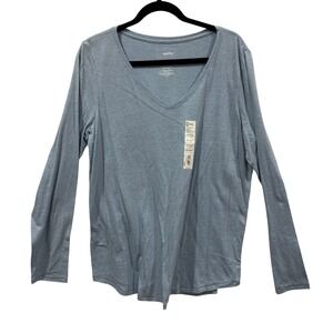 Sonoma Goods for Life The Everyday Tee Long Sleeve V Neck Light Blue Women's SzL